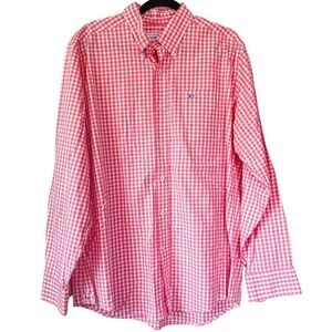 Southern Tide Men's Pink White Checkered Gingham Button Down Size Large